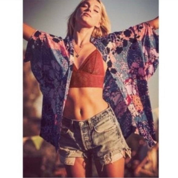 Victoria's Secret Women's Floral Kimono Boho Cover Up Tunic‎ Top Open Front XS - Picture 1 of 10